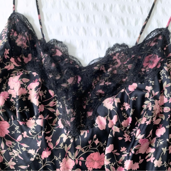 VTG 90s Y2K Betsy Johnson Silk Slip Dress Black Floral XS - Picture 8 of 15